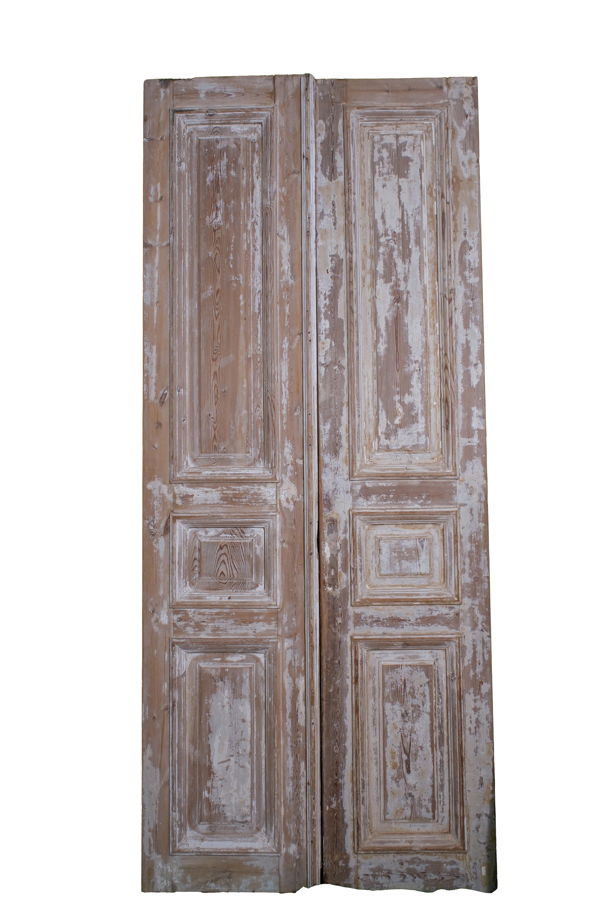 A pair of European solid wood painted panels with raised molding.