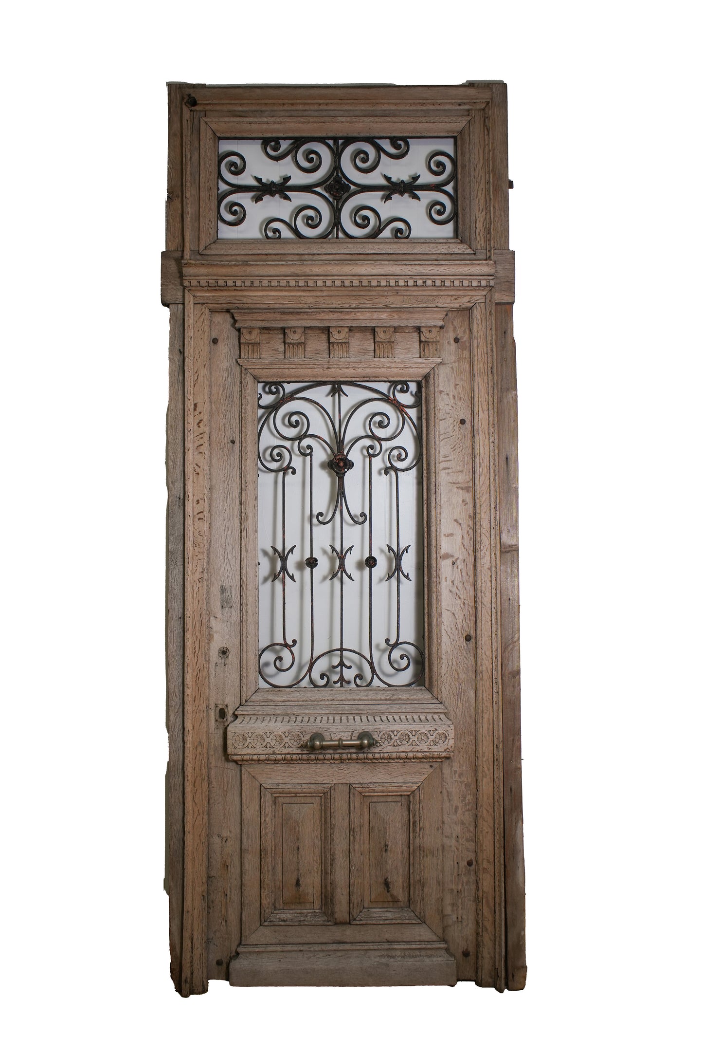 French Oak Iron Door with Transom - HJW854178