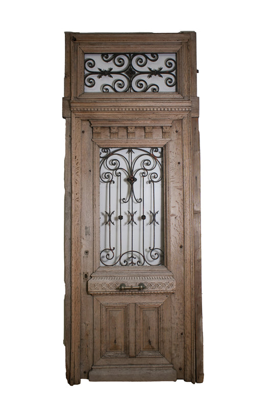 French Oak Iron Door with Transom - HJW854178